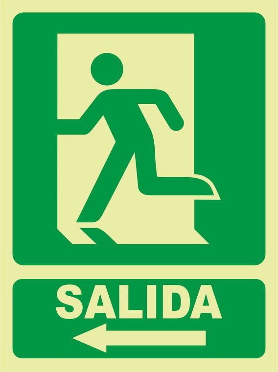 Señal de señales de evacuación EV001: SALIDA FLECHA IZQUIERDA