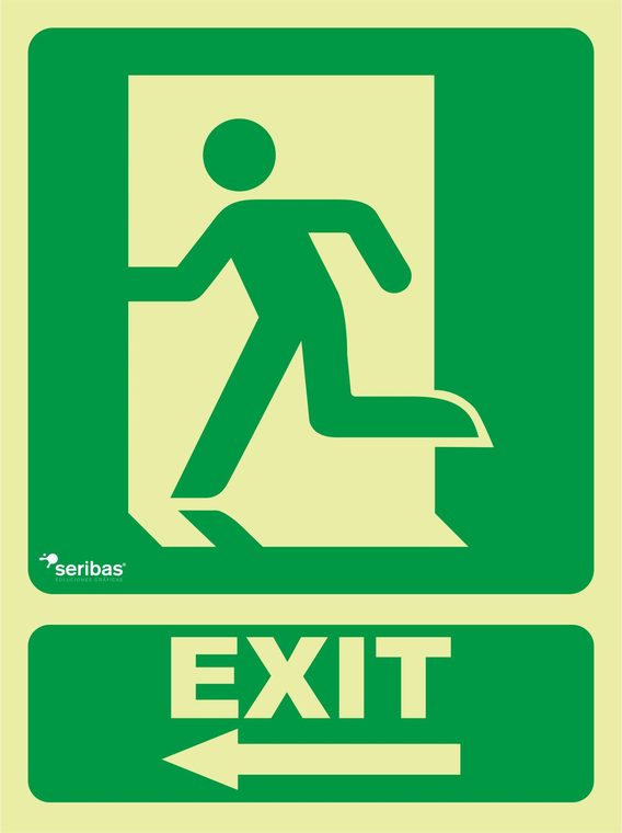Señal de señales de evacuación EV003: EXIT FLECHA IZQUIERDA