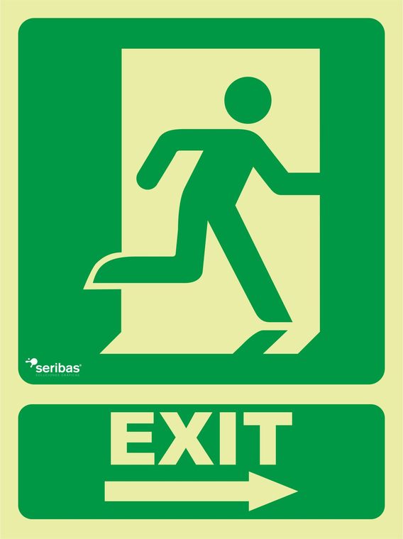 Señal de señales de evacuación EV004: EXIT FLECHA DERECHA