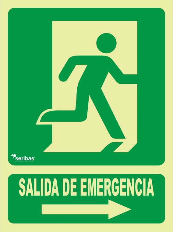 Señal de señales de evacuación EV007: SALIDA DE EMERGENCIA FLECHA DERECHA