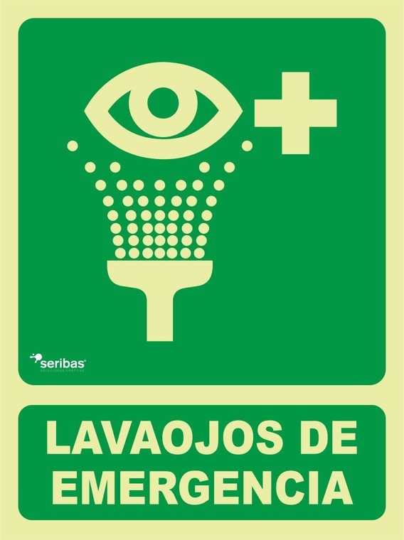 Señal de señales de evacuación EV027: LAVAOJOS DE EMERGENCIA