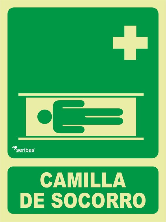 Señal de señales de evacuación EV028: CAMILLA DE SOCORRO