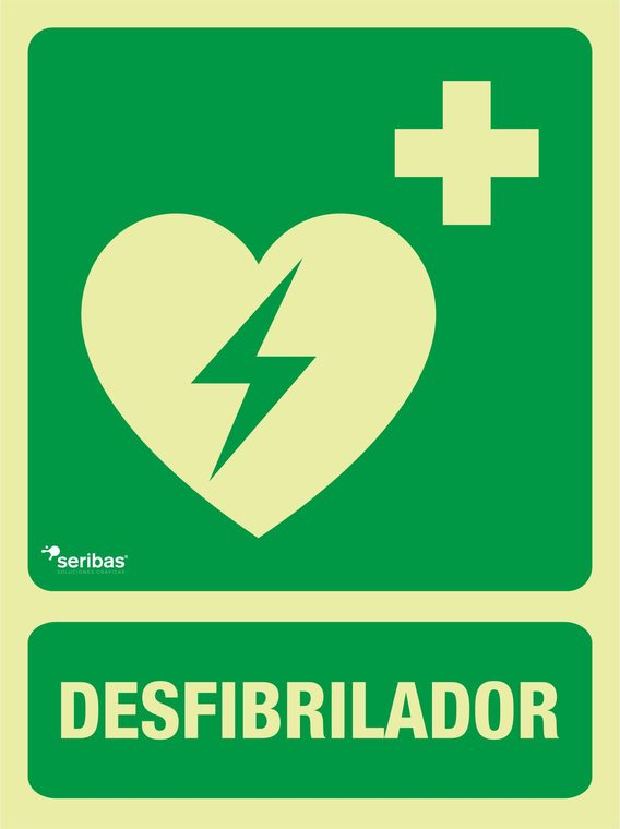 Señal de señales de evacuación EV030: DESFIBRILADOR