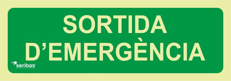 Señal de señales de evacuación EV049: SORTIDA D'EMERGÈNCIA