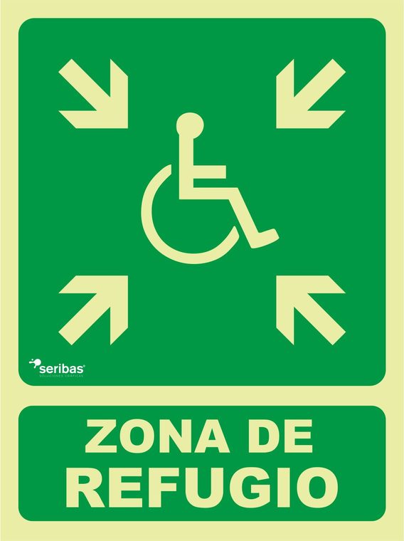 Señal de señales de evacuación EV051: ZONA DE REFUGIO