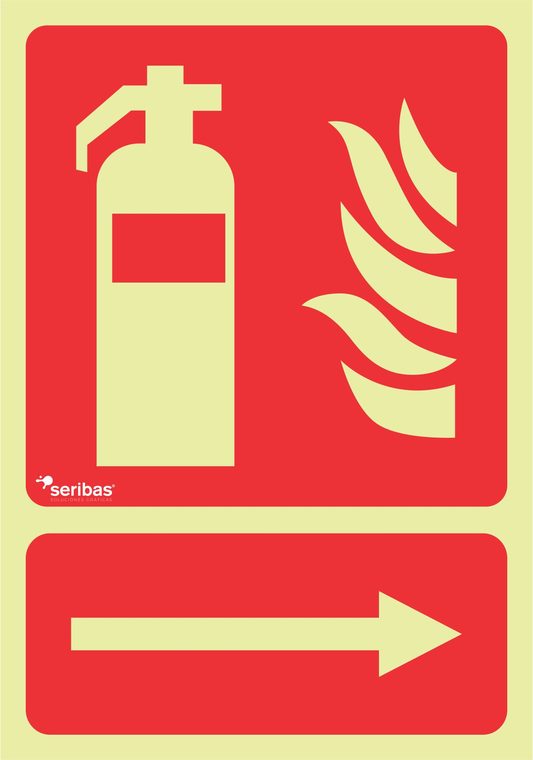 Señal de señales contra incendios IN003: EXTINTOR FLECHA DERECHA