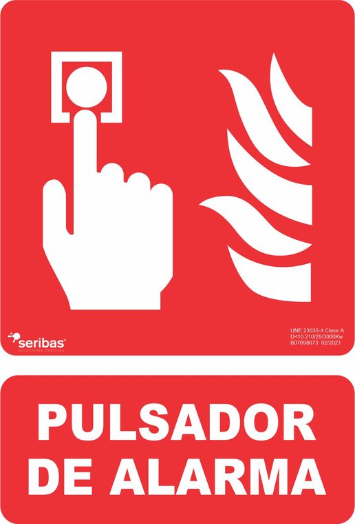 Señal de señales contra incendios IN017: PULSADOR DE ALARMA