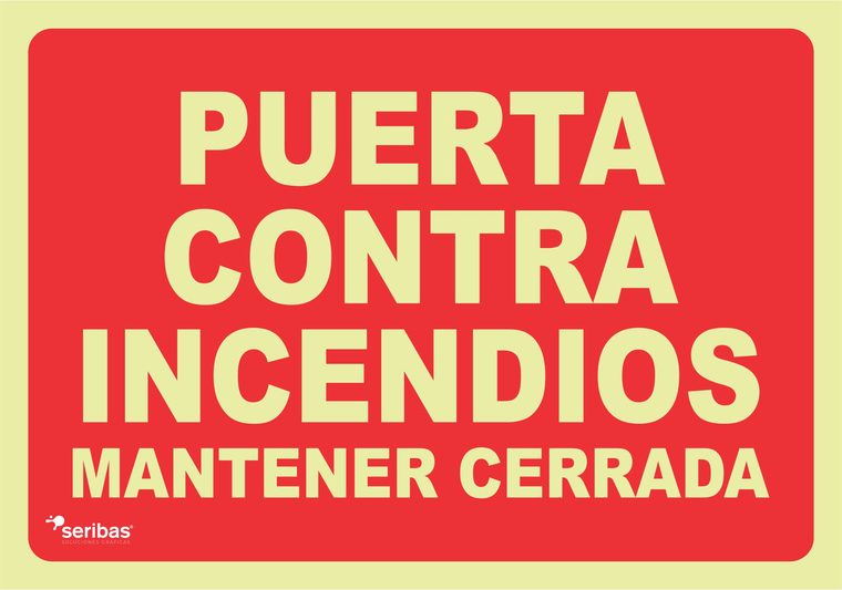 Señal de señales contra incendios IN034: PUERTA CONTRA INCENDIOS MANTENER CERRADA