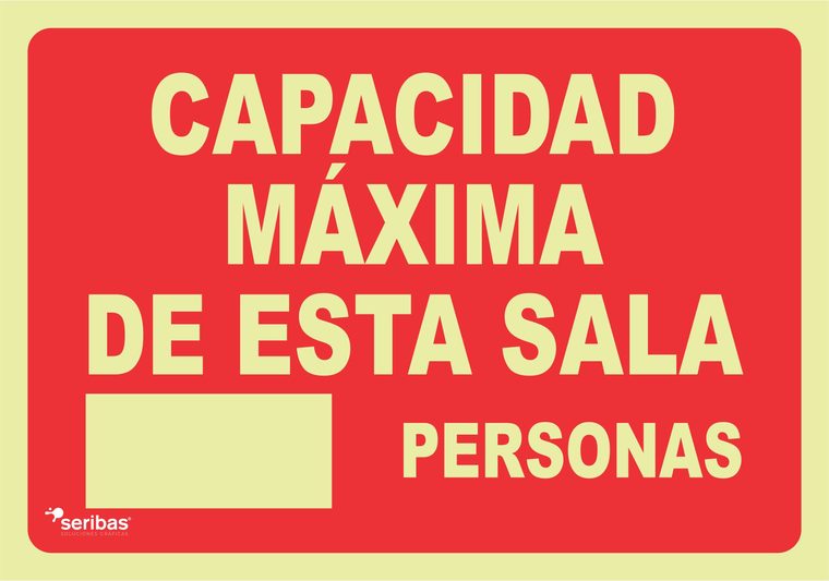 Señal de señales contra incendios IN039: CAPACIDAD MÁXIMA DE ESTA SALA