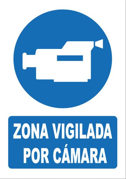 Señal de señales de obligación OB001: ZONA VIGILADA POR CÁMARA