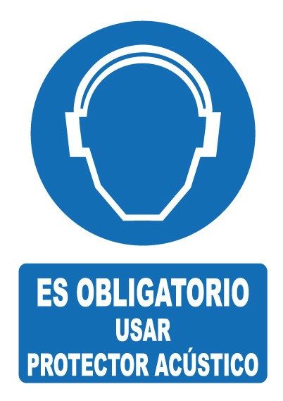 Señal de señales de obligación OB004: ES OBLIGATORIO USAR PROTECTOR ACÚSTICO