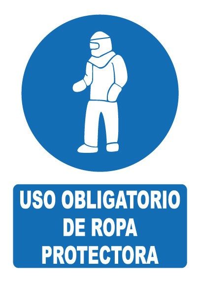 Señal de señales de obligación OB007: USO OBLIGATORIO ROPA PROTECTORA