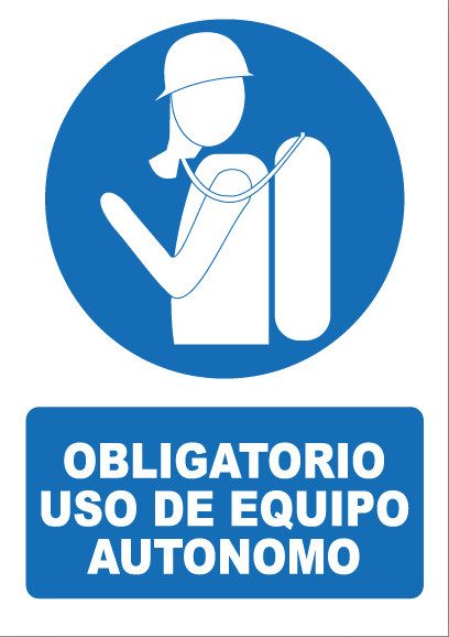 Señal de señales de obligación OB014: OBLIGATORIO USO DE EQUIPO AUTÓNOMO