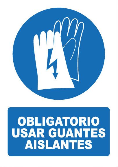 Señal de señales de obligación OB017: OBLIGATORIO USAR GUANTES AISLANTES