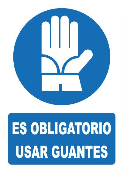 Señal de señales de obligación OB018: ES OBLIGATORIO USAR GUANTES
