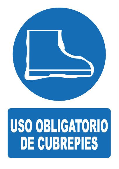 Señal de señales de obligación OB020: USO OBLIGATORIO DE CUBREPIES