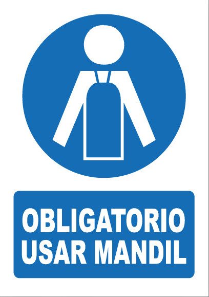 Señal de señales de obligación OB025: OBLIGATORIO USAR MANDIL