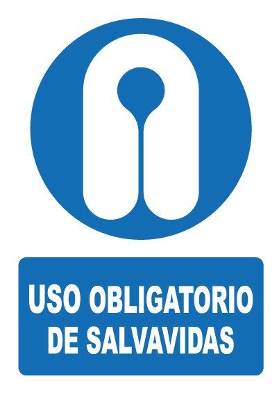 Señal de señales de obligación OB026: USO OBLIGATORIO DE SALVAVIDAS