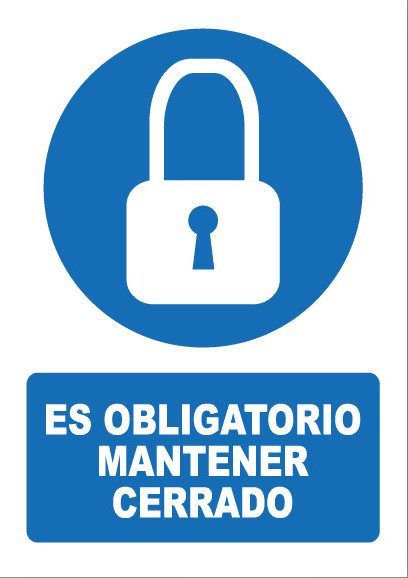 Señal de señales de obligación OB029: ES OBLIGATORIO MANTENER CERRADO