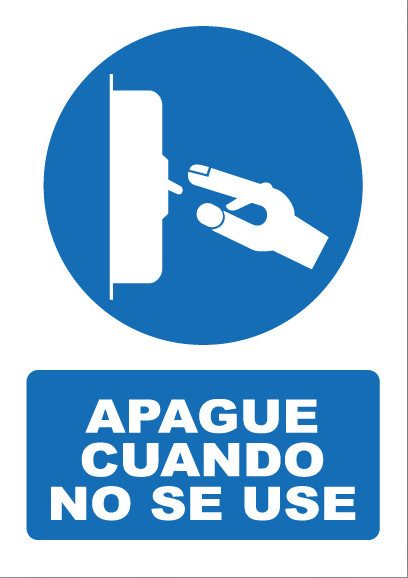 Señal de señales de obligación OB030: APAGUE CUANDO NO SE USE