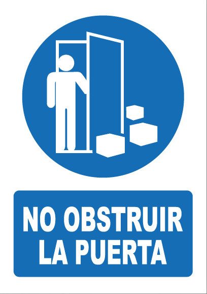 Señal de señales de obligación OB036: NO OBSTRUIR LA PUERTA
