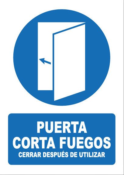 Señal de señales de obligación OB037: PUERTA CORTA FUEGOS