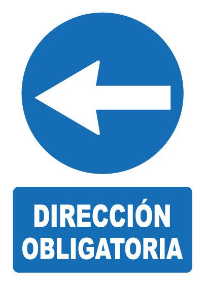 Señal de señales de obligación OB045: DIRECCIÓN OBLIGATORIA IZQUIERDA