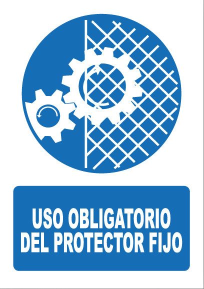 Señal de señales de obligación OB048: USO OBLIGATORIO DEL PROTECTOR FIJO