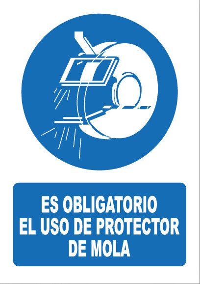 Señal de señales de obligación OB049: ES OBLIGATORIO EL USO DE PROTECTOR DE MOLA