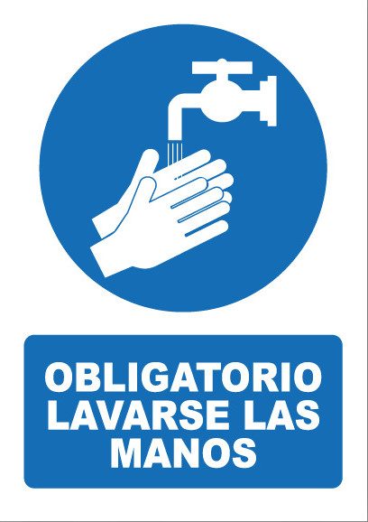 Señal de señales de obligación OB052: OBLIGATORIO LAVARSE LAS MANOS