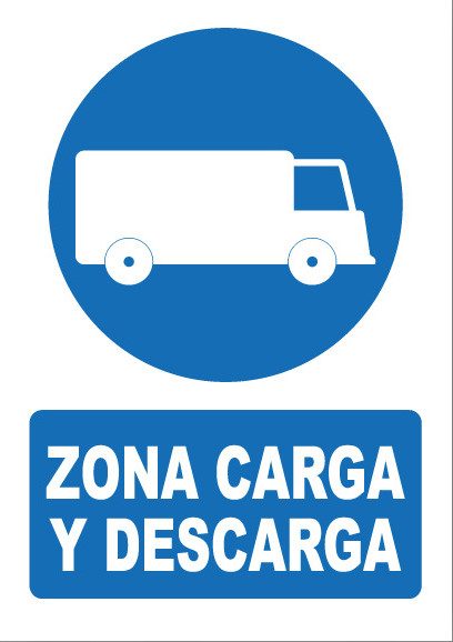 Señal de señales de obligación OB057: ZONA CARGA Y DESCARGA