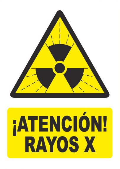 Señal de señales de peligro PG002: ATENCIÓN RAYOS X