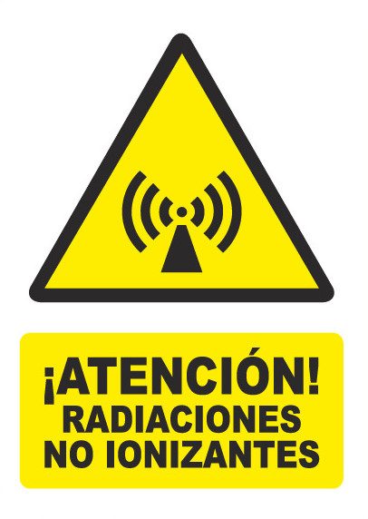 Señal de señales de peligro PG005: ATENCIÓN RADIACIÓN NO IONIZANTE
