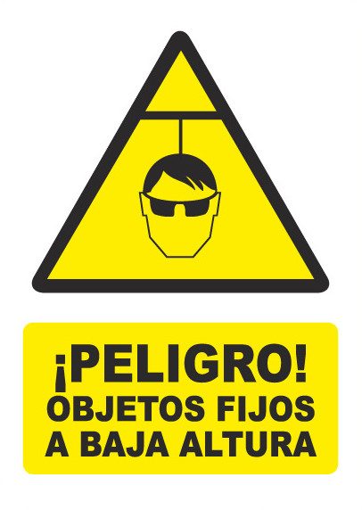 Señal de señales de peligro PG013: PELIGRO OBJETOS FIJOS BAJA ALTURA