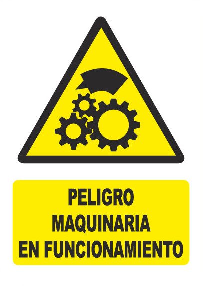 Señal de señales de peligro PG019: PELIGRO MAQUINARIA EN FUNCIONAMIENTO