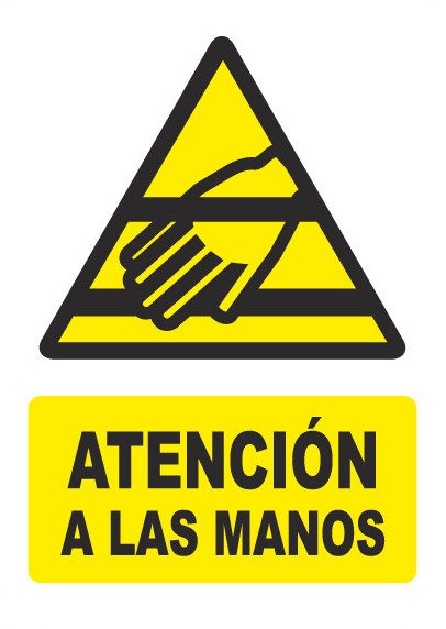 Señal de señales de peligro PG029: ATENCIÓN A LAS MANOS