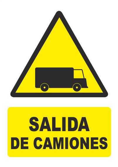 Señal de señales de peligro PG033: SALIDA DE CAMIONES