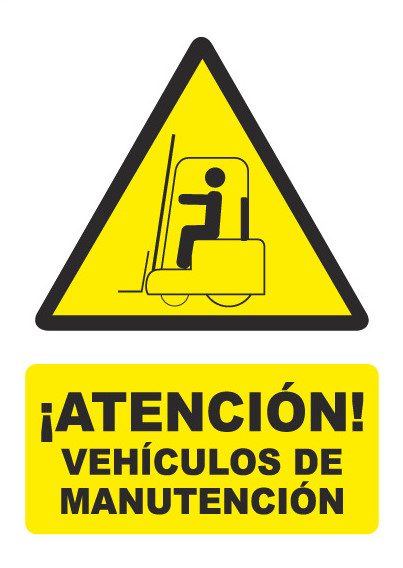 Señal de señales de peligro PG036: ATENCIÓN VEHÍCULOS DE MANUTENCIÓN