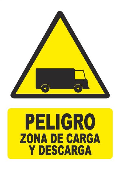 Señal de señales de peligro PG037: PELIGRO ZONA DE CARGA Y DESCARGA