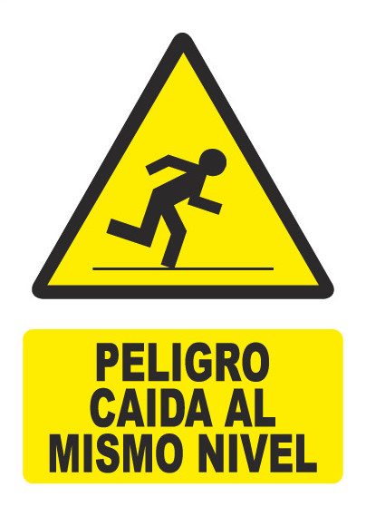 Señal de señales de peligro PG039: PELIGRO CAÍDA AL MISMO NIVEL