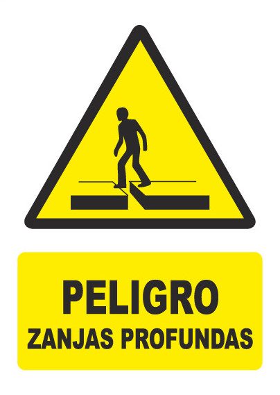 Señal de señales de peligro PG043: PELIGRO ZANJAS PROFUNDAS