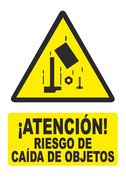 Señal de señales de peligro PG048: ATENCIÓN RIESGO DE CAÍDA DE OBJETOS