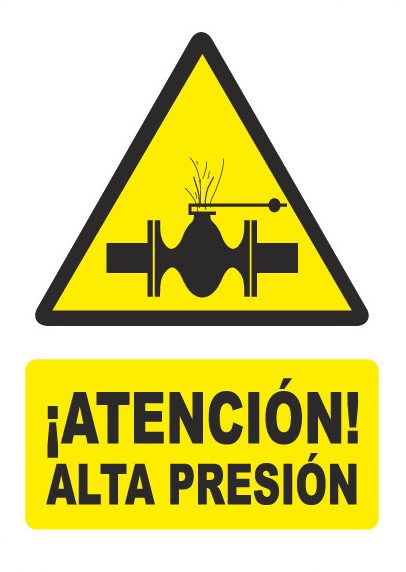 Señal de señales de peligro PG052: ATENCIÓN ALTA PRESIÓN