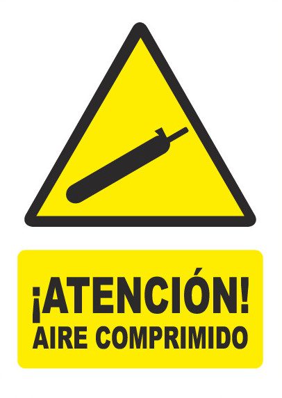 Señal de señales de peligro PG053: ATENCIÓN AIRE COMPRIMIDO