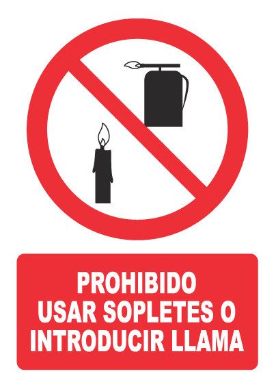 Señal de señales de prohibición PH033: PROHIBIDO UTILIZAR SOPLETES O INTRODUCIR LLAMA