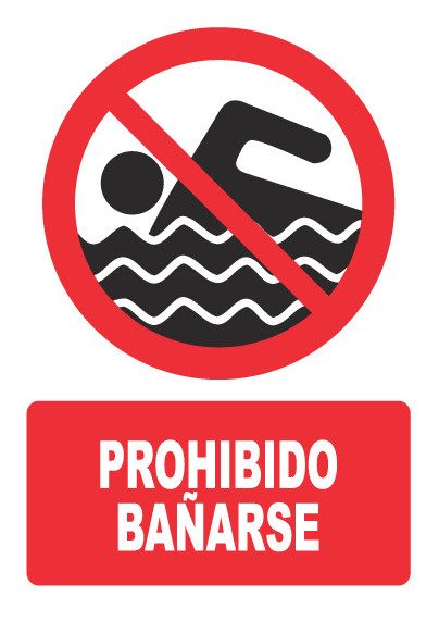 Señal de señales de prohibición PH041: PROHIBIDO BAÑARSE