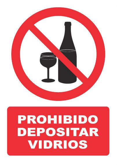 Señal de señales de prohibición PH044: PROHIBIDO DEPOSITAR VIDRIOS