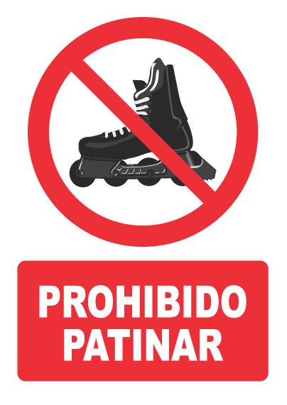 Señal de señales de prohibición PH049: PROHIBIDO PATINAR