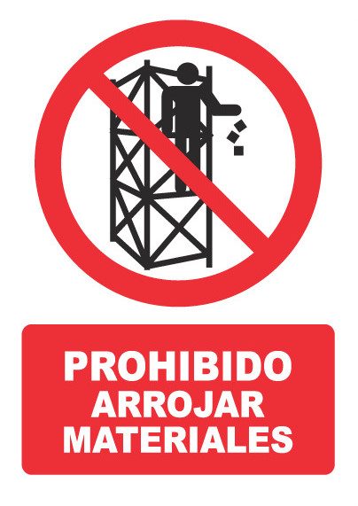 Señal de señales de prohibición PH053: PROHIBIDO ARROJAR MATERIALES