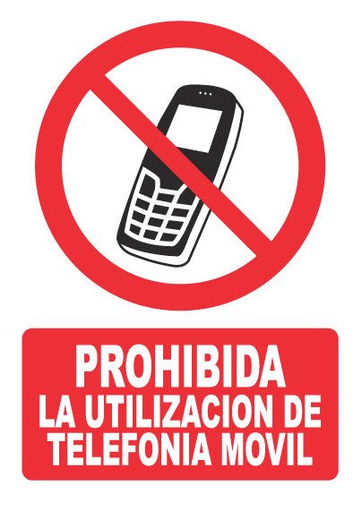Señal de señales de prohibición PH057: PROHIBIDA LA UTILIZACIÓN DE TELEFONÍA MÓVIL